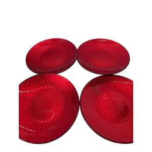 Mikasa Vibrant Red Holiday Red Glass Luncheon Salad Dessert Plates Set of 4